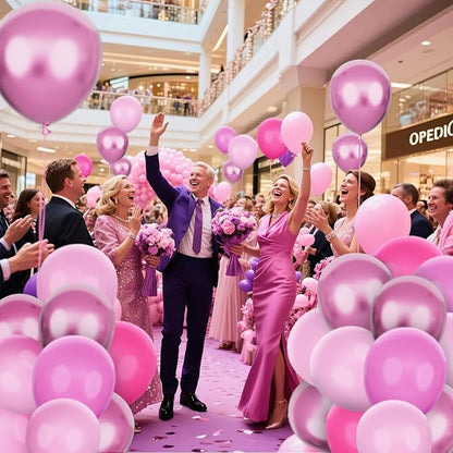 KAWKALSH Pink Balloons Metallic, 60Pcs 12Inch Hot Pink Latex Balloon and Dark Magenta Balloons for Birthday Baby Shower Princess Party Decorations