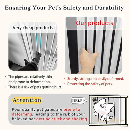 Lumizone Extra Tall Cat Gate 61.02" High Pressure Mounted Extra Wide 2025 New (17 Sizes) 1.37" Gap No Drilling Auto-Close One-Handed Operation Tall Pet Gate for Dogs(Black, 61.02" H x 38.39"-59.44" W)