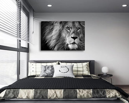 Baisuart D0169 Modern Giclee Canvas Prints Wall Art Stretched Artwork Black and White Lion Pictures to Photo Paintings on Canvas Wall Art for Bedroom Living Room Home Decorations Office Wall Décor
