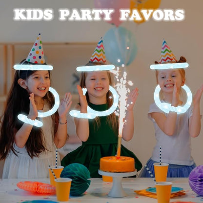 12-24 PCS White Glow Sticks Party Favors for Kids, LED Light Up Necklaces Bracelets Accessories for Toddlers, Glow Birthday Valentines Day Mardi Gras Party Supplies Decorations for Boys Girls