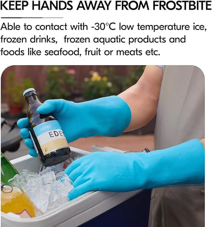 Vgo... 1 Pair Household Cleaning Gloves Infused with Rresh Rich Aromas, Lined Dishwashing Gloves,Long Sleeves Kitchen Gloves, Bathroom Cleaning, Gardening, Pet Care(Light Blue,L,TP1117)