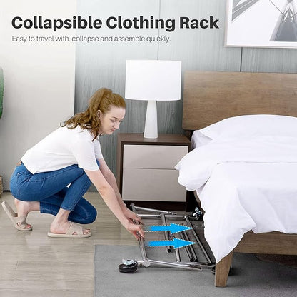HOKEEPER Clothes Rack, Rolling Clothing Racks for Hanging Clothes, Portable Clothes Rack with Lockable Wheels, Commercial Heavy Duty Garment Rack for Bedroom, Living Room, Laundry, Balcony
