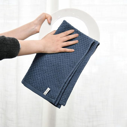 Artoid Mode Ring Spun Cotton Blue Kitchen Dish Towels, 15x25 Inch Ultra Soft Absorbent Quick Drying Household Cleaning Tea Towels Bar Towels Set of 4