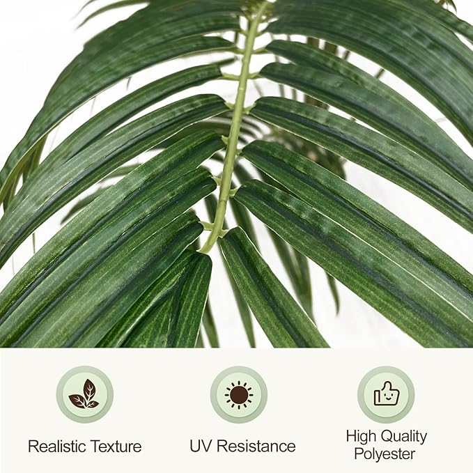 Artificial Palm Tree 7ft Tall Fake Palm Tree Indoor Decor with 18 Leaves and Real Bark Design Faux Tropical Areca Palm Silk Floor Plant in Pot for Home Office Living Room Bedroom Decor 2pcs