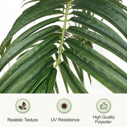 Artificial Palm Tree 7ft Tall Fake Palm Tree Indoor Decor with 18 Leaves and Real Bark Design Faux Tropical Areca Palm Silk Floor Plant in Pot for Home Office Living Room Bedroom Decor 2pcs