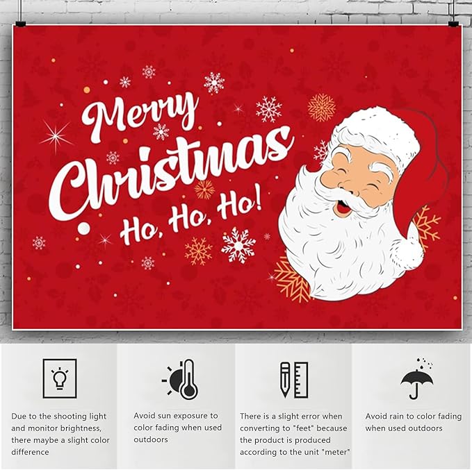 YongFoto Merry Christmas Backdrop 10x6.5ft Snowflakes Santa Claus's Smiling Fun Photography Background Happy New Year Xmas Eve Family Party Banner Room Decorations Photoshoot Wallpaper Photo Booth