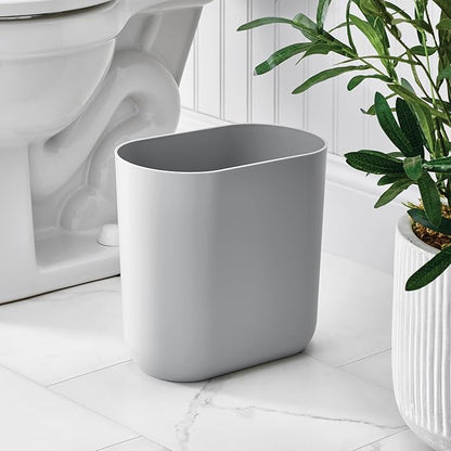 iDesign Small Oval Plastic Trash Ideal for Bathroom, Bedroom, or Office-Set of 2-Gray Waste Can