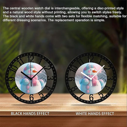 Wall Clock 10 Inch Silent Non-Ticking Modern Clocks Battery Operated - Analog Small Classic for Office, Home, Living Room,Bathroom, Kitchen, Bedroom, School,Snowman Clock