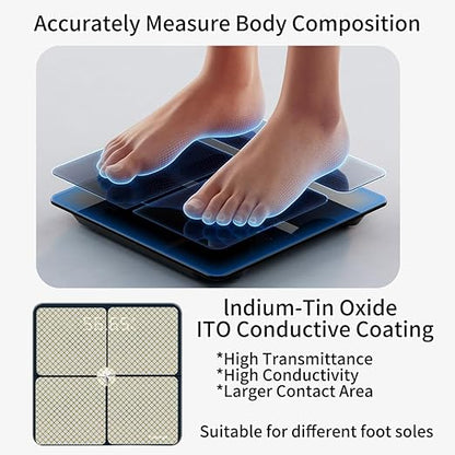 Digital Bathroom Scale, Accurate to 0.1lb/0.05kg Auto-calibrated, 25 Essential Body Composition Analysis BMI, Body Fat, Multi-Frequency tech, Smart Scale for Body Weight, Weighing to 400lb