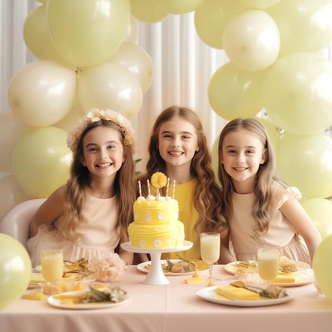 130PCS PastelYellow Balloons, Latex Balloon Different Sizes 18/12/10/5 In, Helium Balloons with Ribbon, Party Balloon Set for Birthday Wedding Graduation Anniversary Baby Shower Decoration
