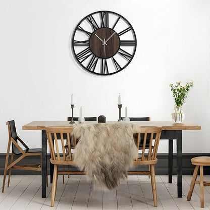 Large Wall Clock for Living Room Decor, 20 Inch Non Ticking Silent, Battery Operated Modern Vintage Oversized Wall Clock for Bedroom Kitchen