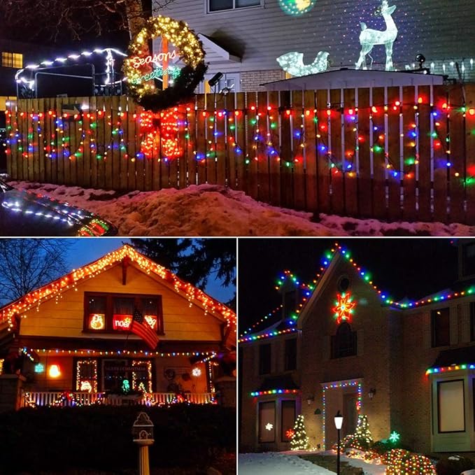 Brizled Christmas Lights Multicolor, 33ft Mini 100 LED Christmas String Lights, 120V UL Certified Xmas Tree Lights Connectable Colored Xmas Light Indoor Outdoor for Tree Patio Party Roof Holiday Decor
