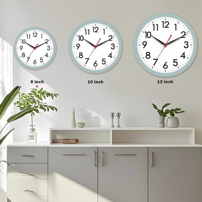 AKCISOT Wall Clock, Modern Small Wall Clocks Battery Operated 8 Inch, Silent Non-Ticking Analog Classic for Office, Home, Bathroom, Kitchen, Bedroom, School(Blue Gray)