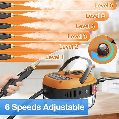 Handheld Steam Cleaner，2500W Hand-Held High Pressure Portable Cleaning Machine with 3 Brush, High Temperature Steamer for Home Use, Kitchen, Furniture, Bathroom, Car (Orange)