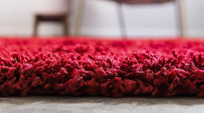 Unique Loom Solid Shag Collection Area Rug (3' 3" x 5' 3" Rectangle, Cherry Red)