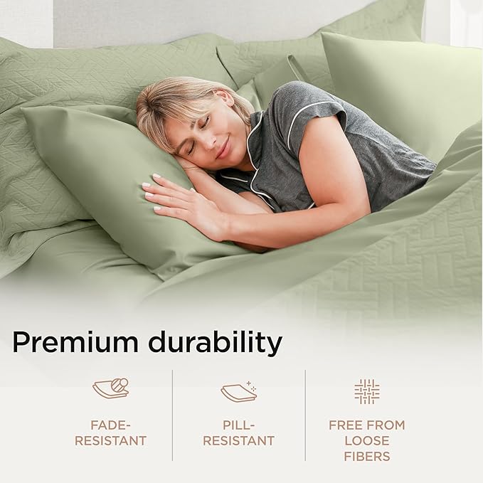 Threadmill Supima Cotton Sheets, 1200 Thread Count Soft 100% Cotton for Cal King Size Bed, 4 Pc Sage Green Set, 5-Star Hotel Quality With Elasticized Deep Pocket