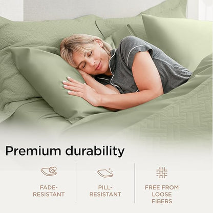 Threadmill Supima Cotton Sheets, 1200 Thread Count Soft 100% Cotton for Cal King Size Bed, 4 Pc Sage Green Set, 5-Star Hotel Quality With Elasticized Deep Pocket