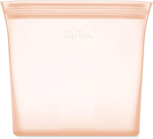 Zip Top Reusable Food Storage Bags | Sandwich Bag [Peach] | Silicone Meal Prep Container | Microwave, Dishwasher and Freezer Safe | Made in the USA