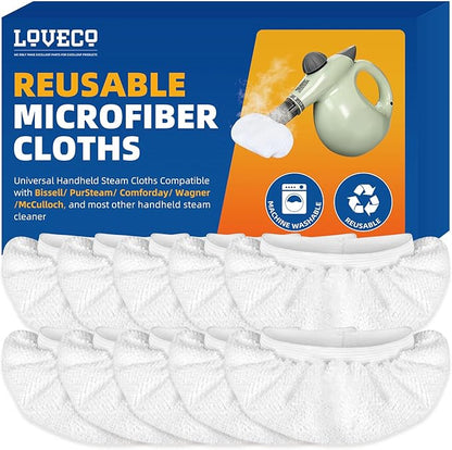 LOVECO 10 Pack Universal Microfiber Cloths for Handheld Steam Cleaner - Compatible with Bissell Steam Shot, Comforday, PurSteam, Wagner, etc - Reusable Washable Microfiber Rags