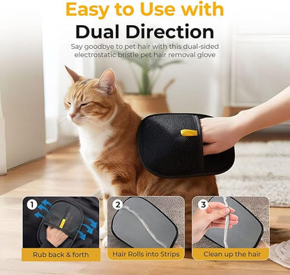 Pet Hair Removal Glove for Dogs & Cats, Reusable Electrostatic Pet Hair Glove, Pet Hair Remover Tool for Clothing, Couch, Carpet, Car Seat