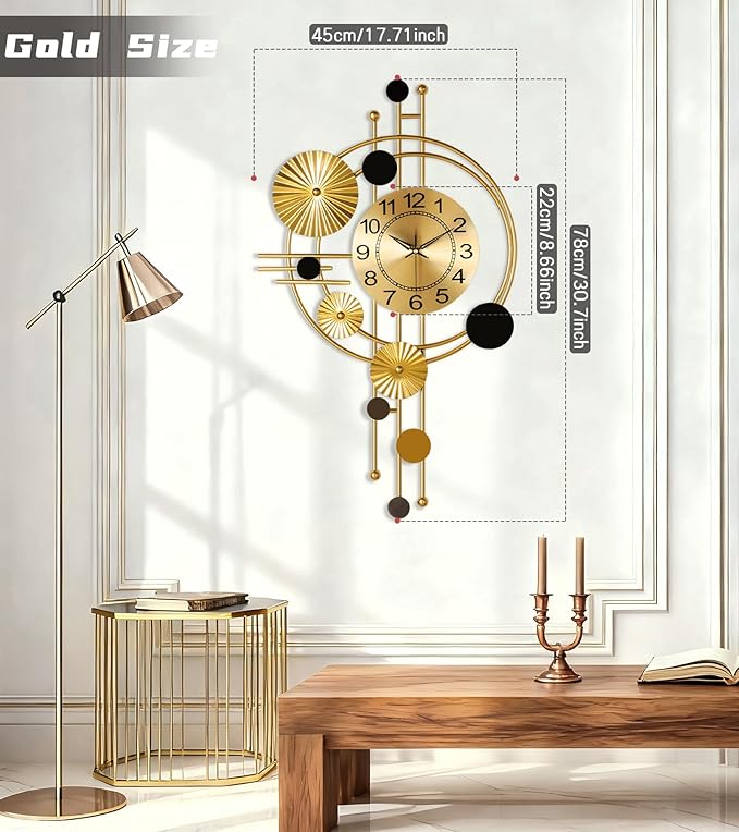 Large Wall Clock, Modern Clocks for Living Room, Geometric Design - Silent Wall Clock, Battery Operated, for Living Room,Bedroom,Kitchen,Study or Entryway Decor-30