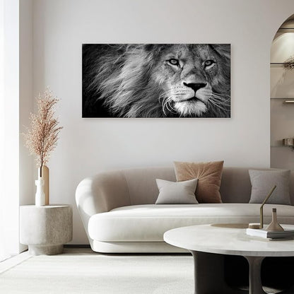 Baisuart D0198 Modern Giclee Canvas Prints Wall Art Stretched Artwork Black and White Lion Pictures to Photo Paintings on Canvas Wall Art for Bedroom Living Room Home Decorations Office Wall Décor