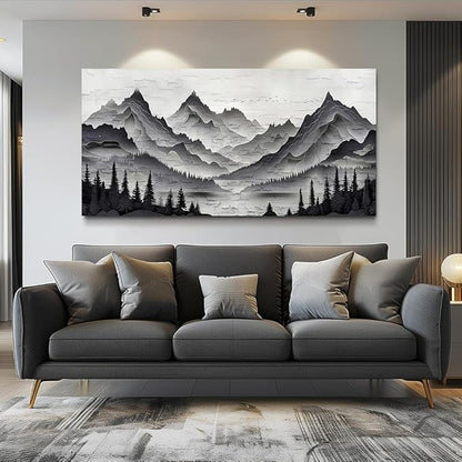 ZUITINGHUA Canvas Wall Art For Living Room Large Wall Decor For Office Bedroom Decorations Black Mountains Landscape Pictures Farmhouse Painting Artwork Room Wall Mural Aesthetic Home Decor 30x60 In