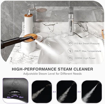 COSTWAY 2000W Multipurpose Steam Cleaner with 19 Accessories, Household Steamer w/ 1.5L Tank for Cleaning, Heavy Duty Rolling Cleaning Machine for Carpet, Floors, Windows and Cars (Purple)