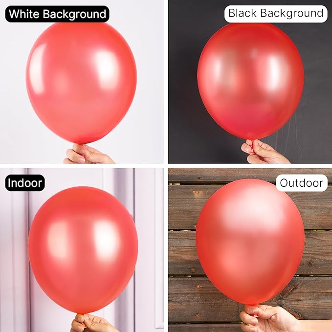 PartyWoo Pearl Red Balloons - 50pcs 12 Inch Balloons for Garland or Arch, Birthday, Wedding & Baby Shower Decorations