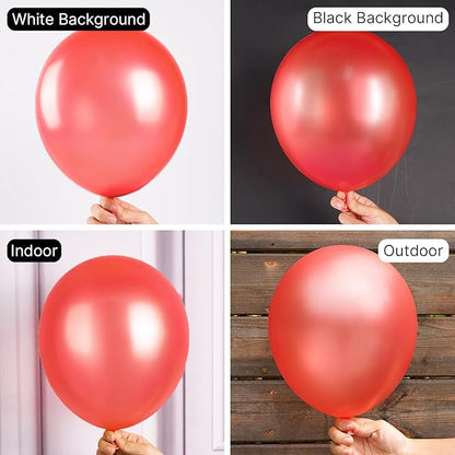 PartyWoo Pearl Red Balloons - 50pcs 12 Inch Balloons for Garland or Arch, Birthday, Wedding & Baby Shower Decorations