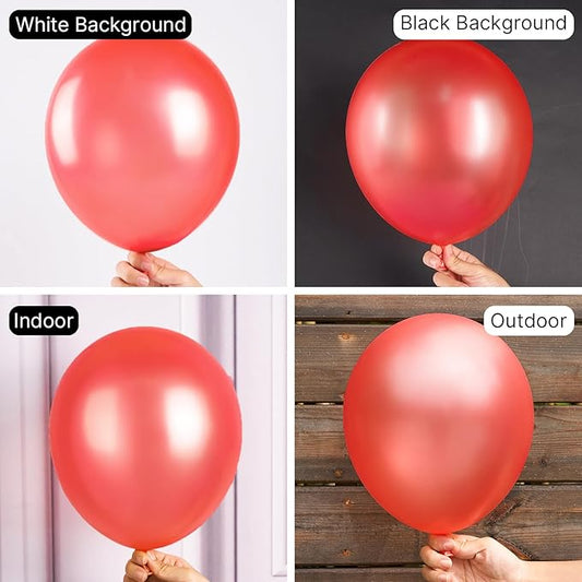 PartyWoo Pearl Red Balloons - 50pcs 12 Inch Balloons for Garland or Arch, Birthday, Wedding & Baby Shower Decorations