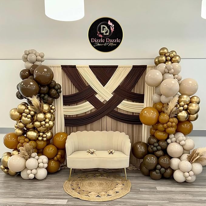 Brown and Gold Balloon, 60 Pcs 12 Inches Neutral Sand White Confetti Balloons for Neutral Bridal Shower, Birthday, Baby Shower Party Decorations