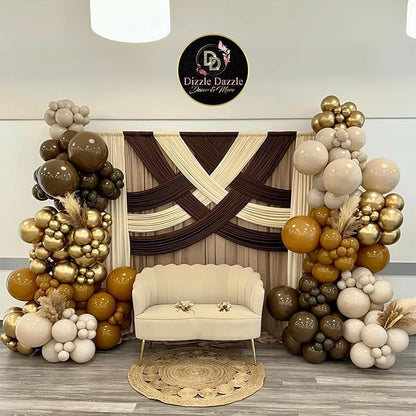 Brown and Gold Balloon, 60 Pcs 12 Inches Neutral Sand White Confetti Balloons for Neutral Bridal Shower, Birthday, Baby Shower Party Decorations