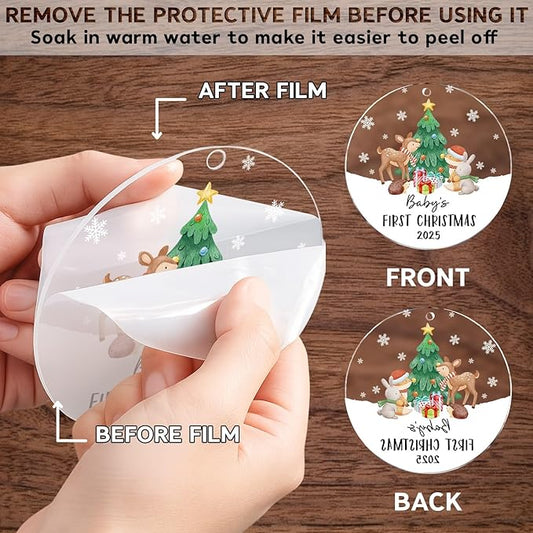 Baby's First Christmas Ornament 2025 - Acrylic Baby Ornaments for Christmas Tree - Baby's First for New Parents, Family, Baby Boy Or Baby Girl - Christmas Tree Hanging Decorations