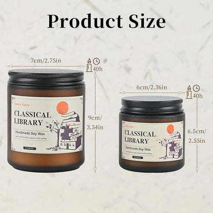 Classical Library Candle,Book Lovers Gifts,4 oz 20 Hours Burn Soy Wax Candle Gift for Readers Birthday Gifts for Book Lovers,Librarian