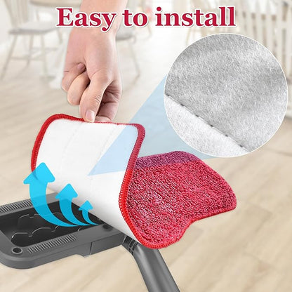 Microfiber Steam Mop Pads Compatible with Schenley Steam Mop Cleaner,4 Pack Steam Mop Replacement Pads for Multi Surface Floor Wet/Dry Clean,Reusable and Washable Steam Mop Accessories,Pink