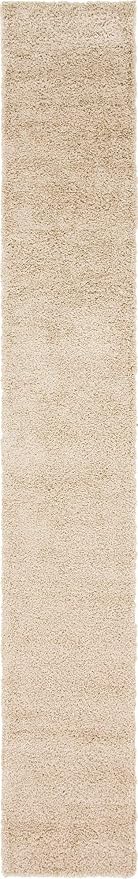 Unique Loom Solid Shag Collection Area Rug (2' 6" x 16' 5" Runner, Taupe)