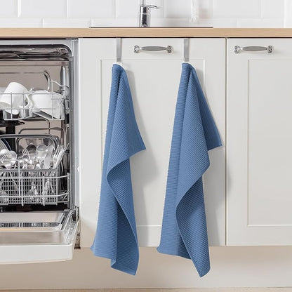 Homaxy Premium Kitchen Towels (18"x 28", 8 Pack), Large 100% Cotton Kitchen Hand Towels, Ultra Absorbent Ribbed Terry Tea Towels Set with Hanging Loop, Navy Blue