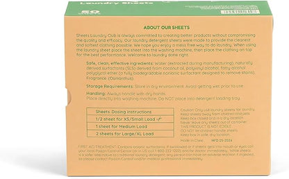 Sheets Laundry Club - Liquidless Laundry Detergent Sheets, 400 Loads - Fresh Linen Scent, Eco-Friendly, Quick-Dissolving Formula, Hypoallergenic, Septic Safe, Plastic-Free Packaging - 200 Sheets