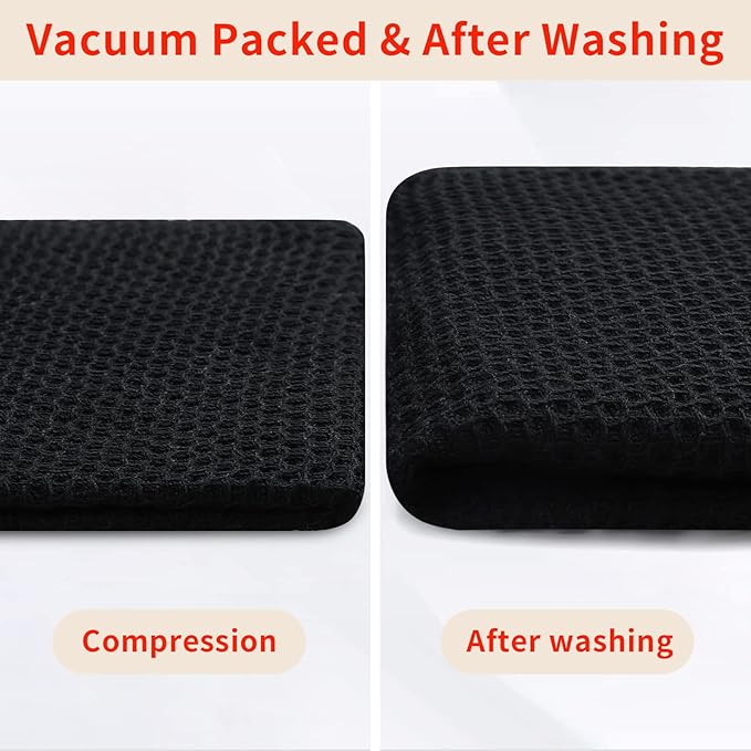 Homaxy 100% Cotton Kitchen Towels and Dishcloths Set, 12 x 12 Inches and 13 x 28 Inches, Set of 8 Bulk Kitchen Towels Set, Ultra Soft Absorbent Dish Cloths for Washing Dishes, Black