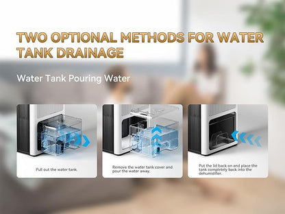 95oz Home Dehumidifier, (950 sq.ft) Quiet dehumidifier for Bedroom Bathroom with Drain Hose, with Air Reusable Filter Indoor deshumidificador for Basement RV Closet