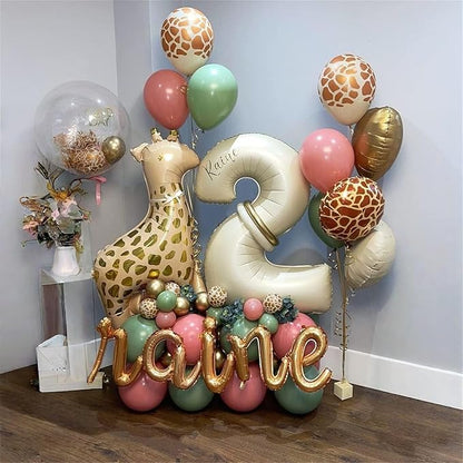 40 Inch Cream Foil Balloon Number 8, Giant Self Inflating Beige Number Balloons 0-9 for Men Women, White Sand 8 Helium Balloons Set for Girls Boys 8th Birthday Anniversary Party Decorations Supplies