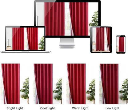 XWZO Full Shading Blackout Curtains 95 Inches Length - Heat and Light Blocking Ring Top Window Drapes with Black Liner Backing for Bedroom Sewn with Tiebacks, Christmas Red, W52 x L95, Set of 2