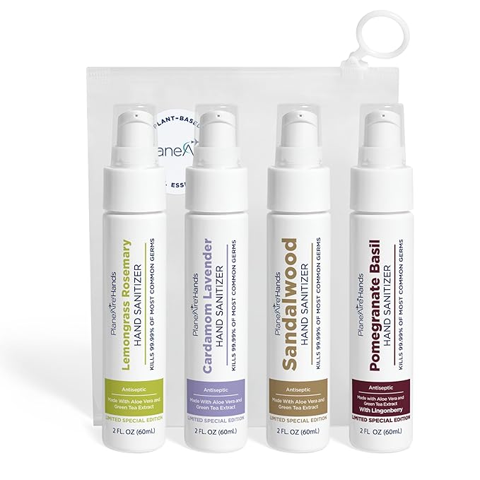 Lotion Hand Sanitizer Variety 4 Pack | Hand Sanitizer Travel Size | Moisturizing Hand Lotion | With Aloe Vera & Essential Oils | Vitamin E | Cleanse & Moisturize | For Cars, Backpacks, Travel