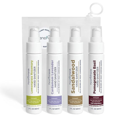 Lotion Hand Sanitizer Variety 4 Pack | Hand Sanitizer Travel Size | Moisturizing Hand Lotion | With Aloe Vera & Essential Oils | Vitamin E | Cleanse & Moisturize | For Cars, Backpacks, Travel