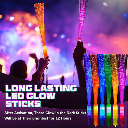 Lewtemi 60 Pack Fiber Optic Wand Glow Wand LED Light Up Sticks Bulk with 3 Flashing Models Flashing Sticks with Included Batteries for Wedding Birthday Mardi Gras Valentine Party Favor(Bright Colors)
