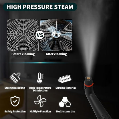 Steam Cleaner,Multipurpose Neat Canister Steamer with 21 Accessories, 5 Mins Heating with 1.5L Tank,Rolling Cleaning Machine for Carpet, Floors,Windows,Mirrors,Glass and Cars (White orange)