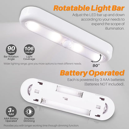 STAR-SPANGLED 3 Pack 7” Dimmable Push Tap Lights, Stick on LED Touch Lights AAA Battery Operated for Kitchen, Closet, Under Cabinet, 3 Color Modes