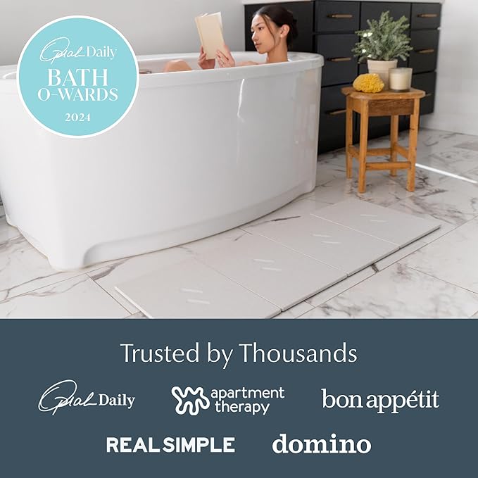 Dorai Home Stone Bath Mat for Bathroom – Large, Quick-Drying, Non-Slip Surface, Customizable Design, 22.3" L x 31.6" W x 0.6" H, Sandstone
