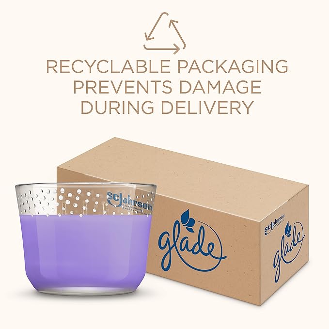Glade Tranquil Lavender & Aloe 3-Wick Candle, 6.8 Oz, 3 Count
